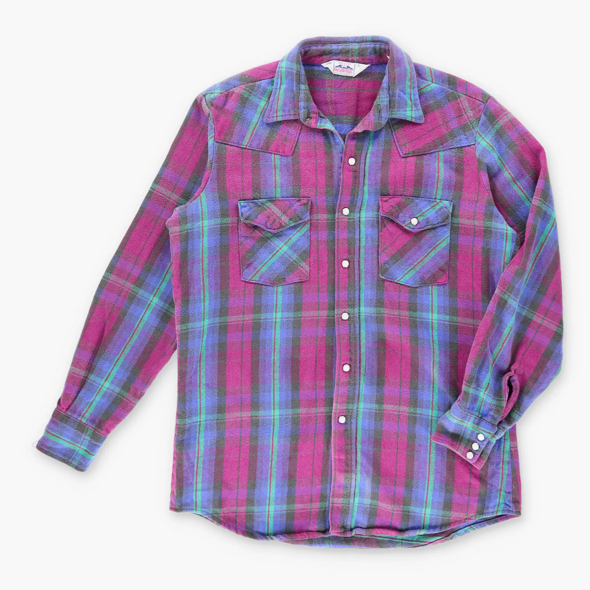 Vintage FIVE BROTHER Western Snap Button Up USA Made Flannel Shirt (L) Vintage Sole Melbourne