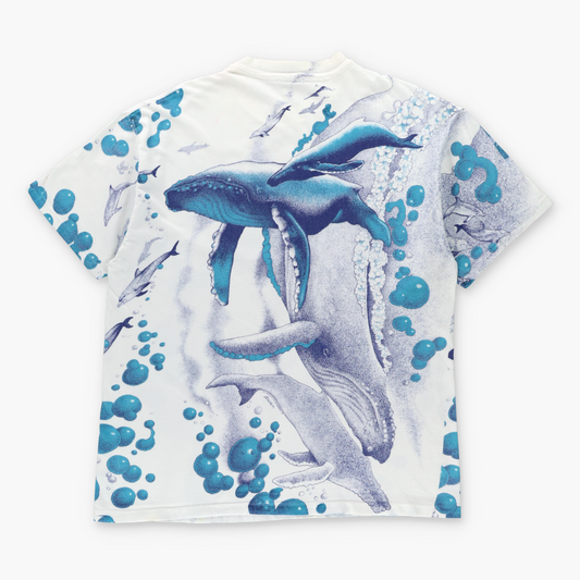 Vintage 1992 Hawaiian Whales All Over Print 'Ed Robinson’s Diving Adventures' Tee USA Made (L) Vintage Sole Melbourne