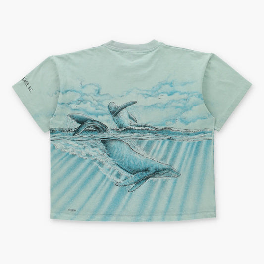 Vintage Whales All Over Print Single Stitch San Segal Boxy Tee USA Made (L)