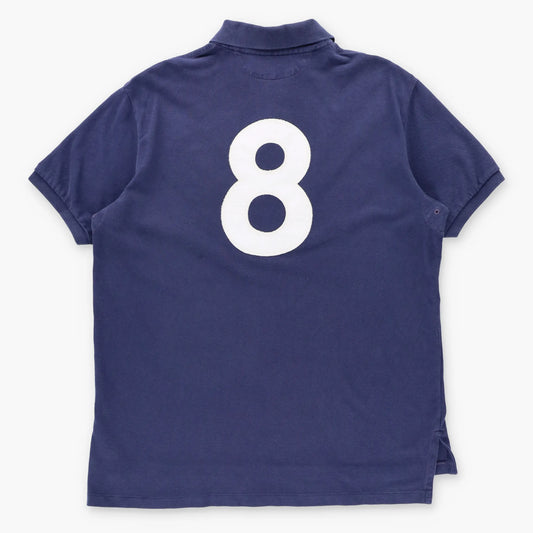 RALPH LAUREN POLO 'Custom Fit' Embroidered Shield Crest Patch Navy & Green Polo Shirt (L-XL)