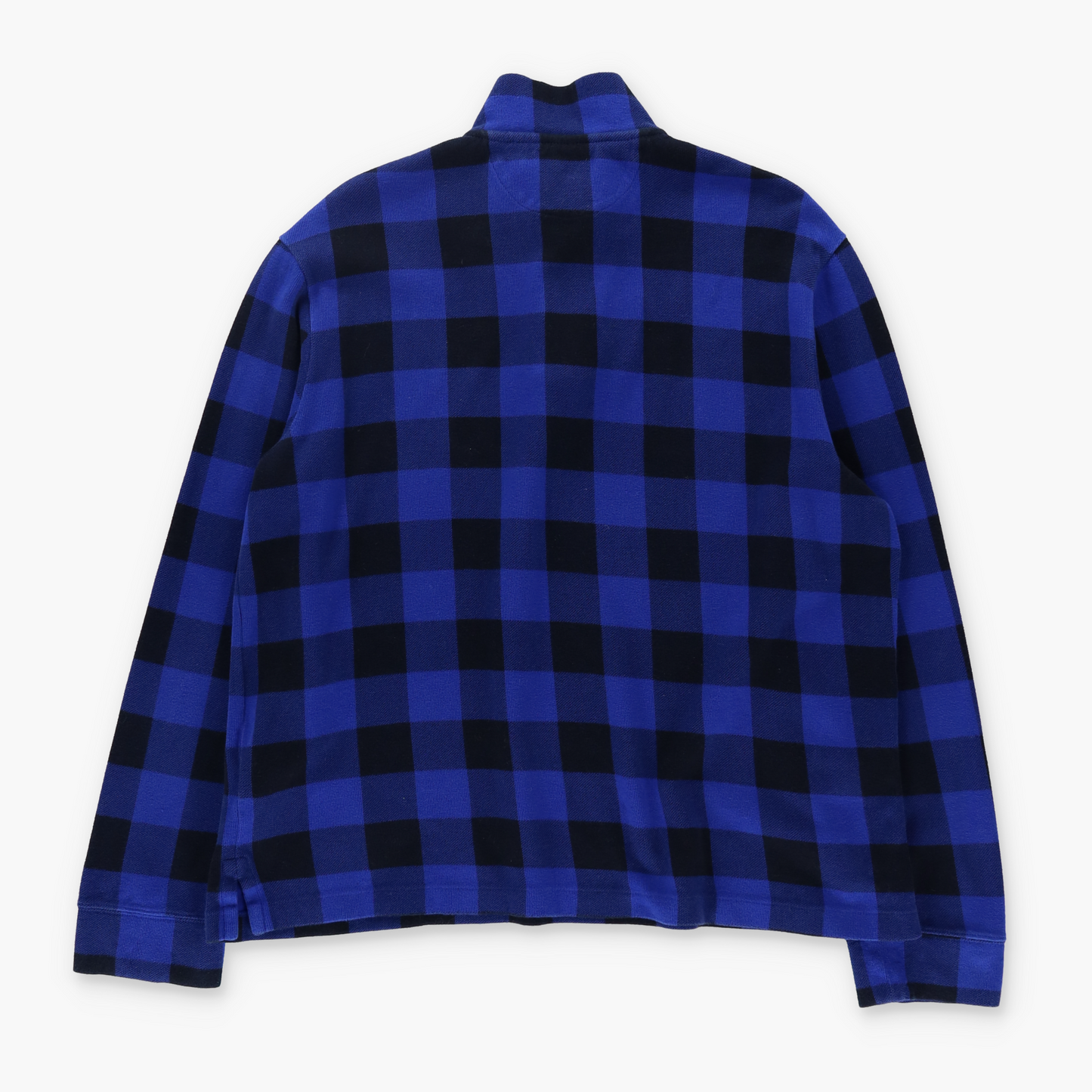 RALPH LAUREN POLO Check Plaid 'Estate Rib' 1/4 Zip Knit Sweater (L)