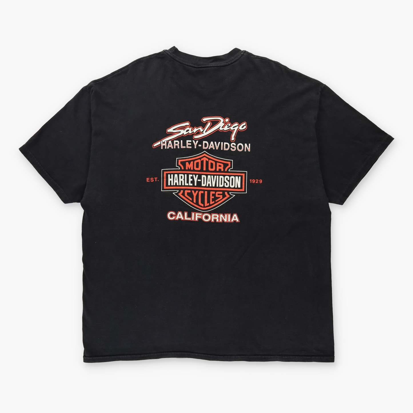 Vintage HARLEY DAVIDSON Bikers & Flames San Diego Tee USA Made (XXL)