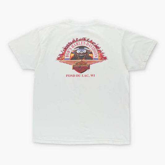 Vintage HARLEY DAVIDSON Snake Sword Flame Motorcycle USA Made White T-Shirt (XL) Vintage Sole Melbourne