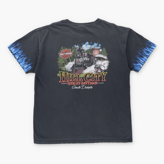 Vintage HARLEY DAVIDSON Y2K Flame Sleeve Blue & Black T-Shirt (XL) Vintage Sole Melbourne