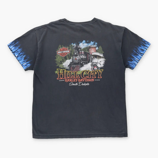 Vintage HARLEY DAVIDSON Y2K Flame Sleeve Blue & Black T-Shirt (XL) Vintage Sole Melbourne