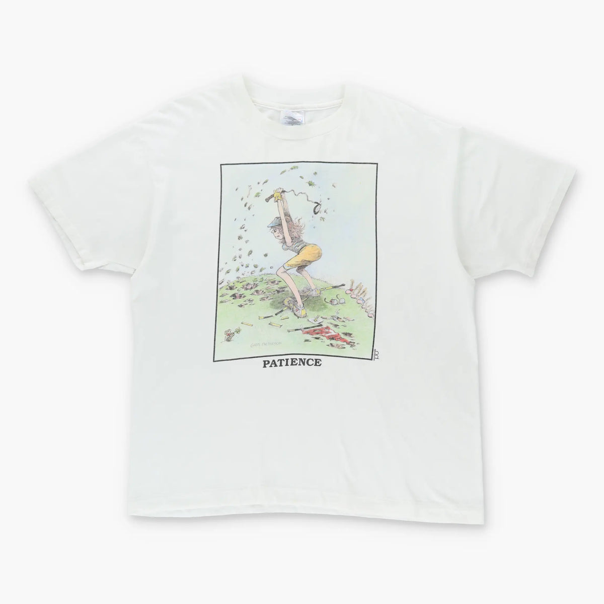 Vintage COMEDY 'Patience' Gary Paterson Golfer Lady Single Stitch USA Made T-Shirt (XL ) Vintage Sole Melbourne