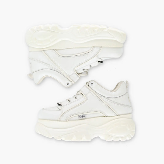 BUFFALO LONDON 1339 White Leather Platform Sneakers (37) Vintage Sole Melbourne