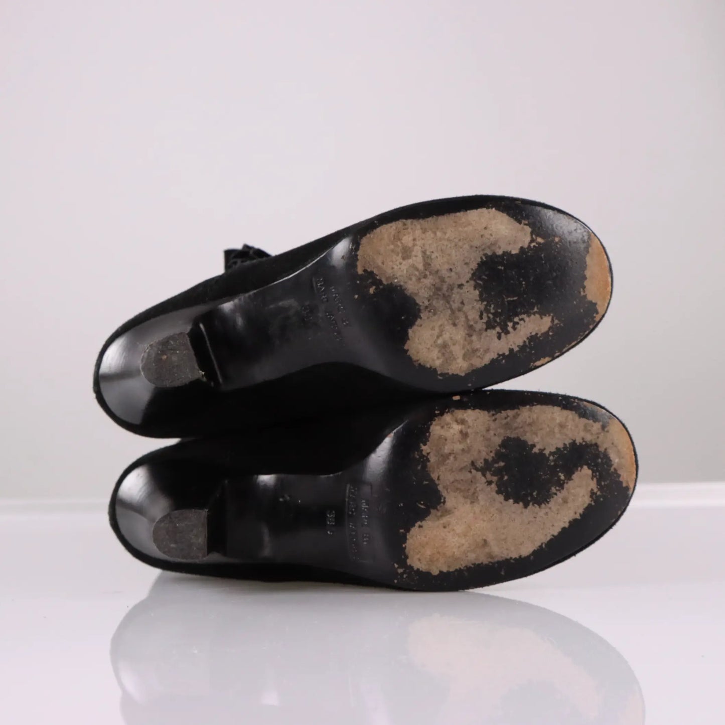 MARC BY MARC JACOBS Black Suede Ruffle Heeled Boots (38.5) Vintage Sole Melbourne