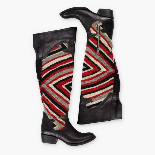 FREEBIRD BY STEVEN 'Cabal' Quilted Blanket & Leather Boots (39)