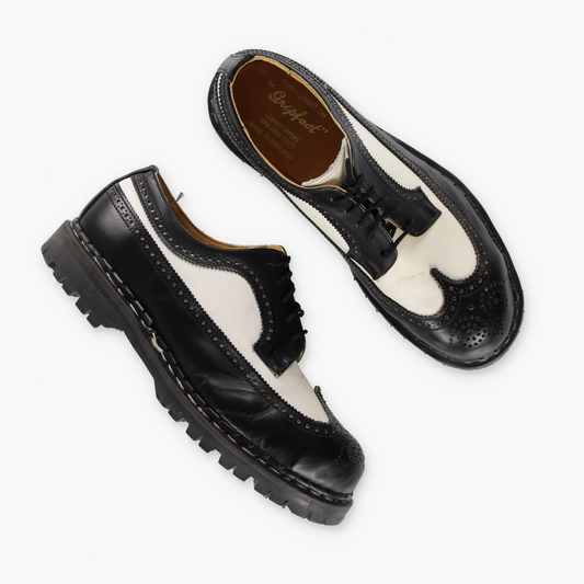 GRIPFAST Black & White Leather Wingtip Brogue Oxford Shoes UK Made (9)