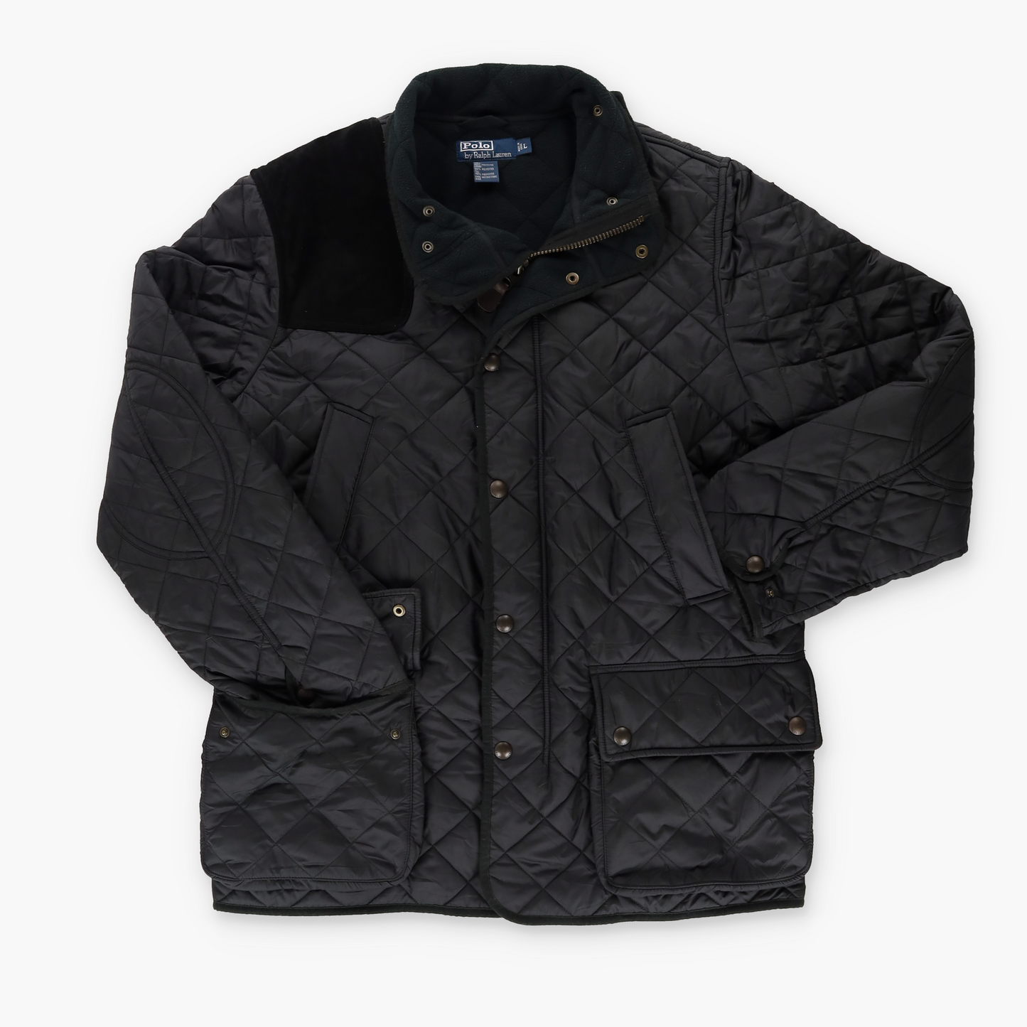 RALPH LAUREN POLO Hunting Quilted & Suede Black Puffer Jacket (L)