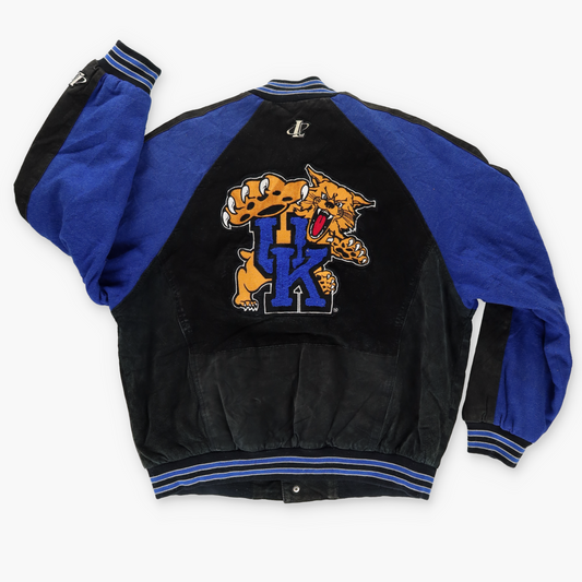 KENTUCKY WILDCATS Suede Embroidered Varsity Baseball Bomber Jacket (M-L)