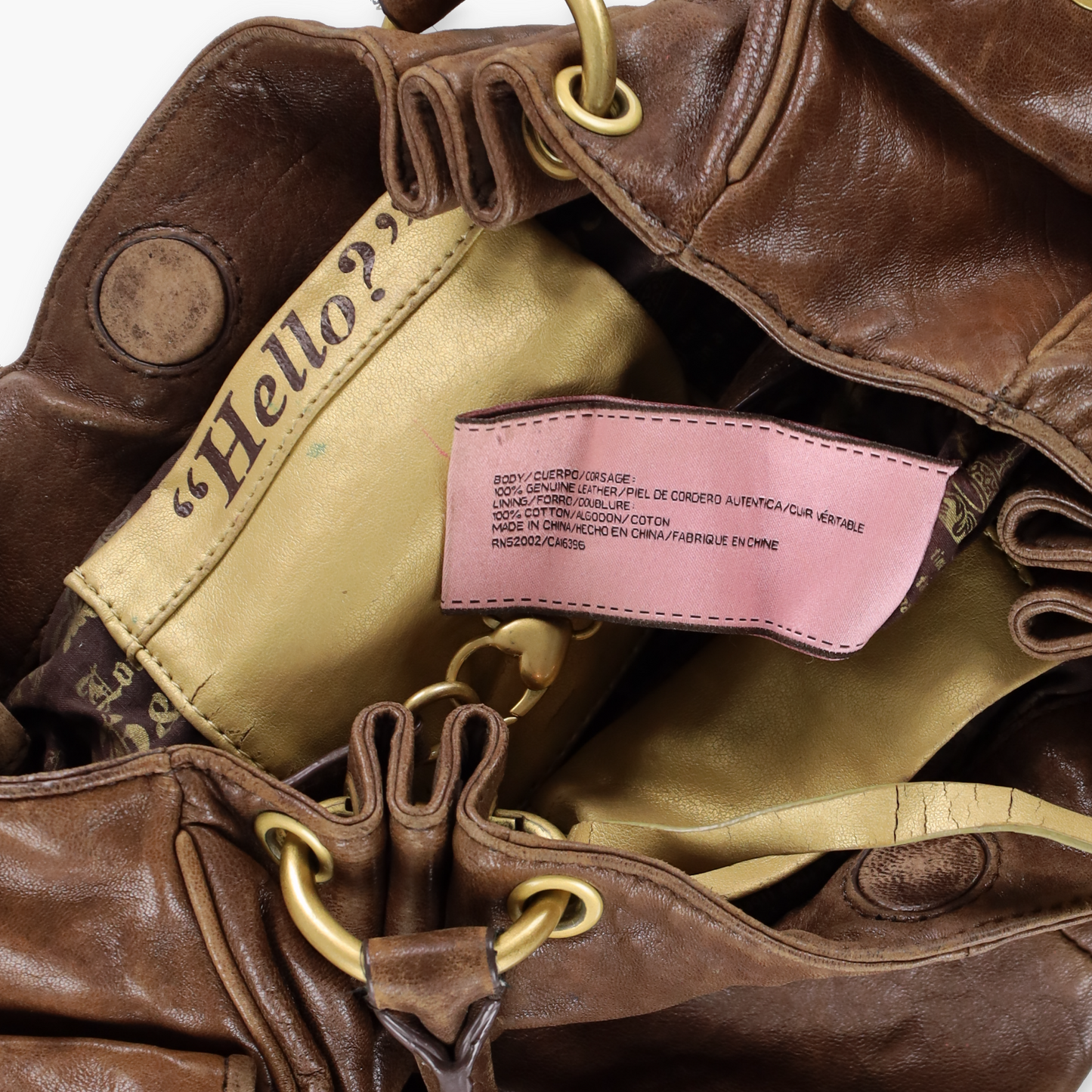 JUICY COUTURE Brown Leather Engagement Ring Y2K Hobo Bag