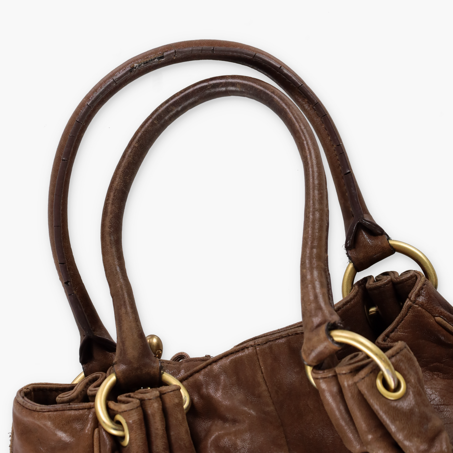 JUICY COUTURE Brown Leather Engagement Ring Y2K Hobo Bag