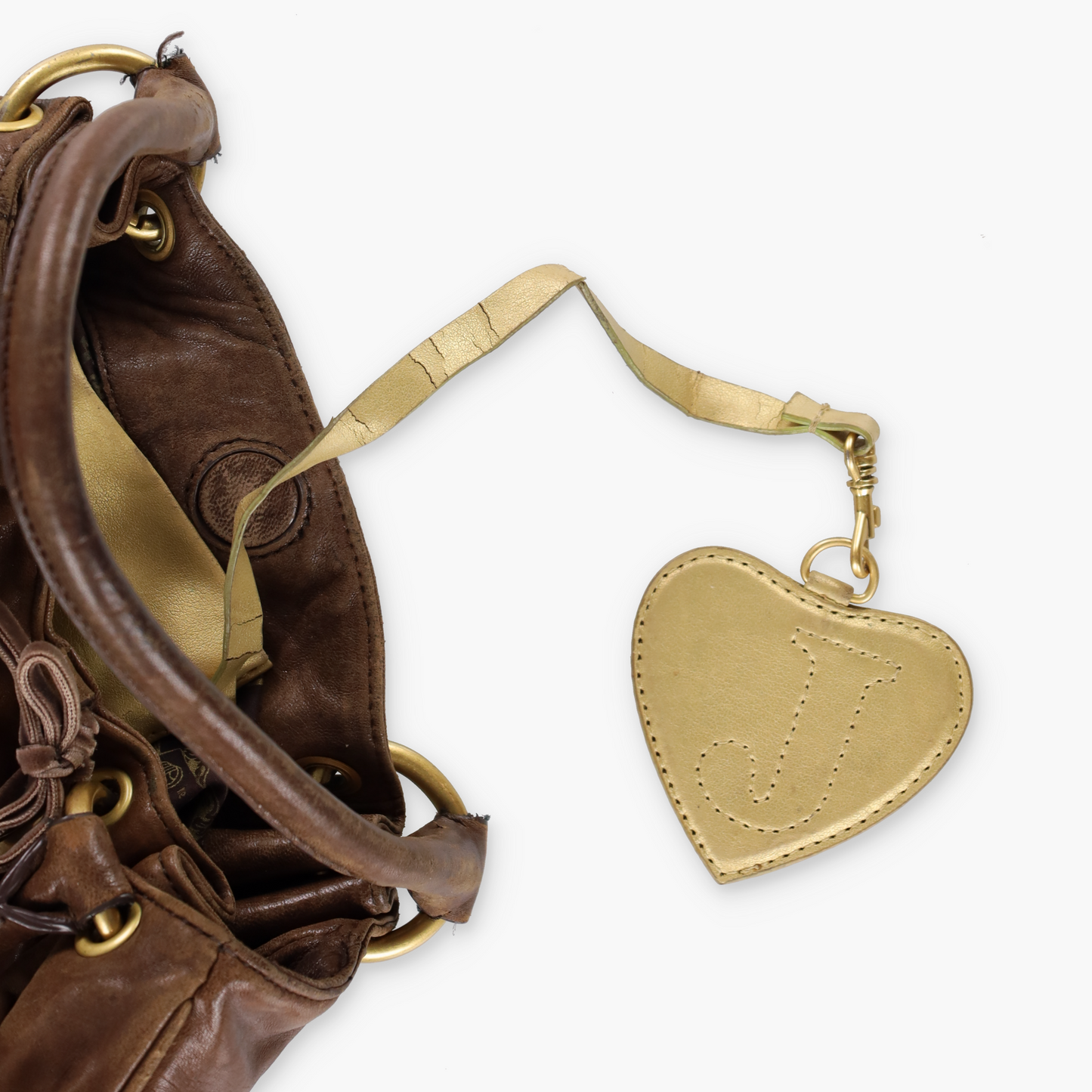 JUICY COUTURE Brown Leather Engagement Ring Y2K Hobo Bag