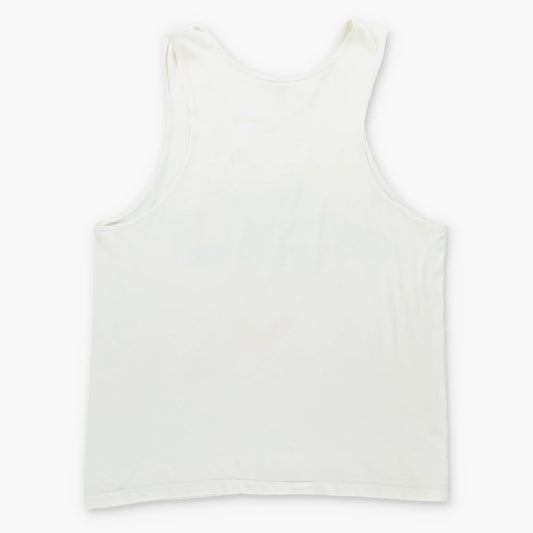 Vintage NIKE Spell Out 80's Single Stitch USA Made White & Blue Singlet (Men's M)