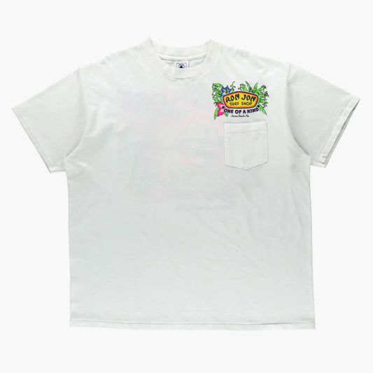 Ron Jon Surf Shop "One Of A Kind" Front Pocket Double Sided Neon Cocoa Beach White Tee USA Made (XL-XXL) - Vintage Sole Melbourne