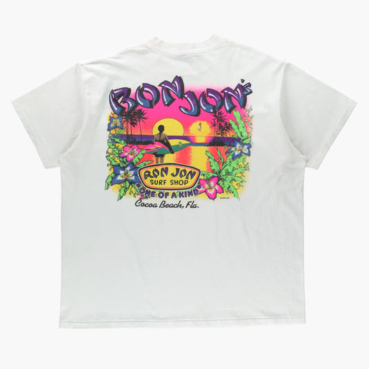 Ron Jon Surf Shop "One Of A Kind" Front Pocket Double Sided Neon Cocoa Beach White Tee USA Made (XL-XXL) - Vintage Sole Melbourne