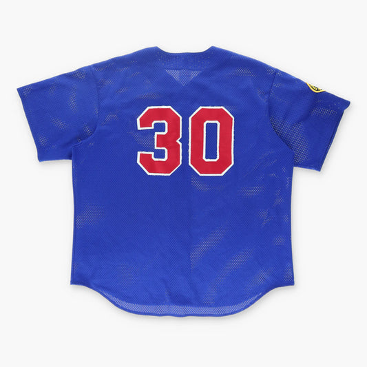 MAJESTIC Texas Rangers Blue & Red Embroidered Baseball Jersey (XXL) Vintage Sole Melbourne