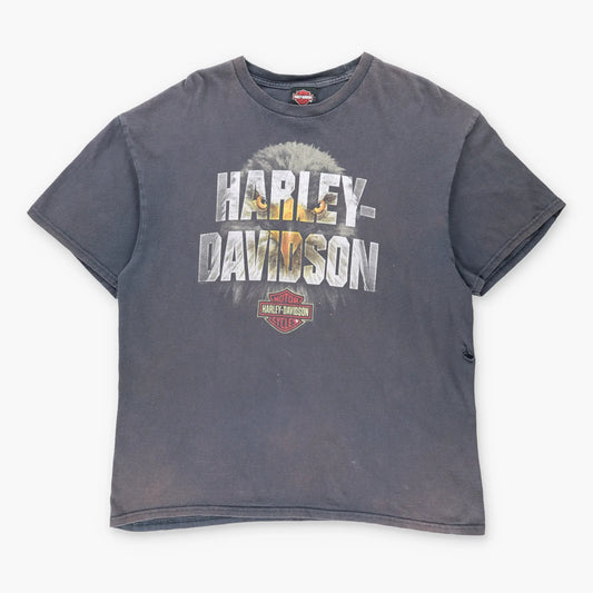 Vintage HARLEY DAVIDSON 'Steel Horse' Eagle Faded Grey Motorcycle T-Shirt (XL) Vintage Sole Melbourne