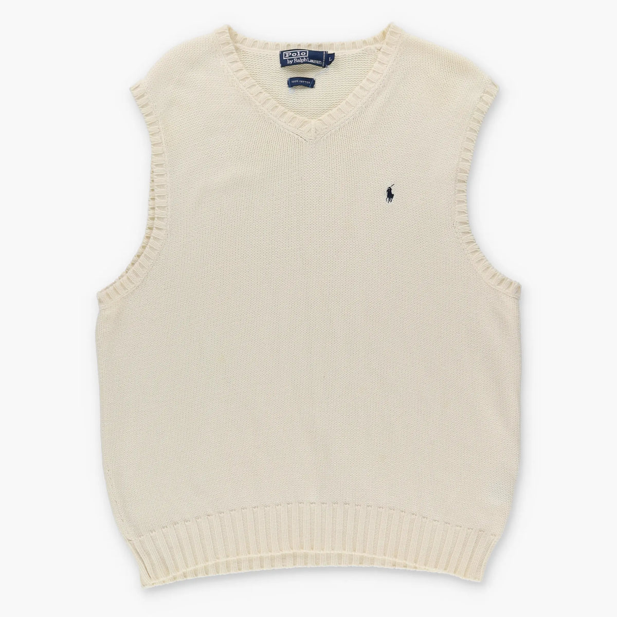 Vintage RALPH LAUREN Embroidered Cream & Navy Vest (L-XL) Vintage Sole Melbourne