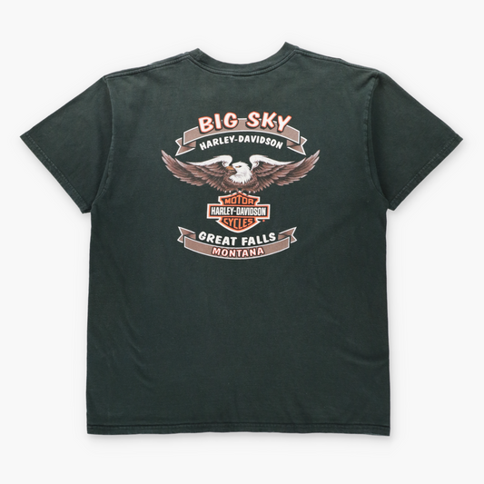 Vintage HARLEY DAVIDSON Cattle Skull Double Sided Big Sky & Great Falls Montana Tee (XL) Vintage Sole Melbourne