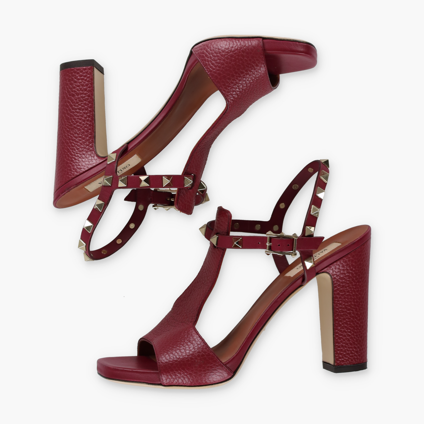 VALENTINO Rockstud Ankle Strap Italy Made Sandal Heels (38.5)