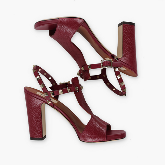 VALENTINO Rockstud Ankle Strap Italy Made Sandal Heels (38.5)