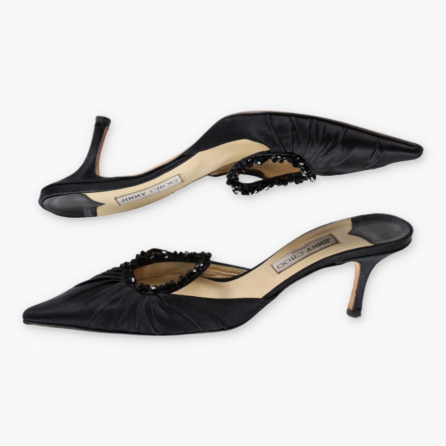 JIMMY CHOO 'Anne' Beaded Black Italy Made Mule Heels (42)