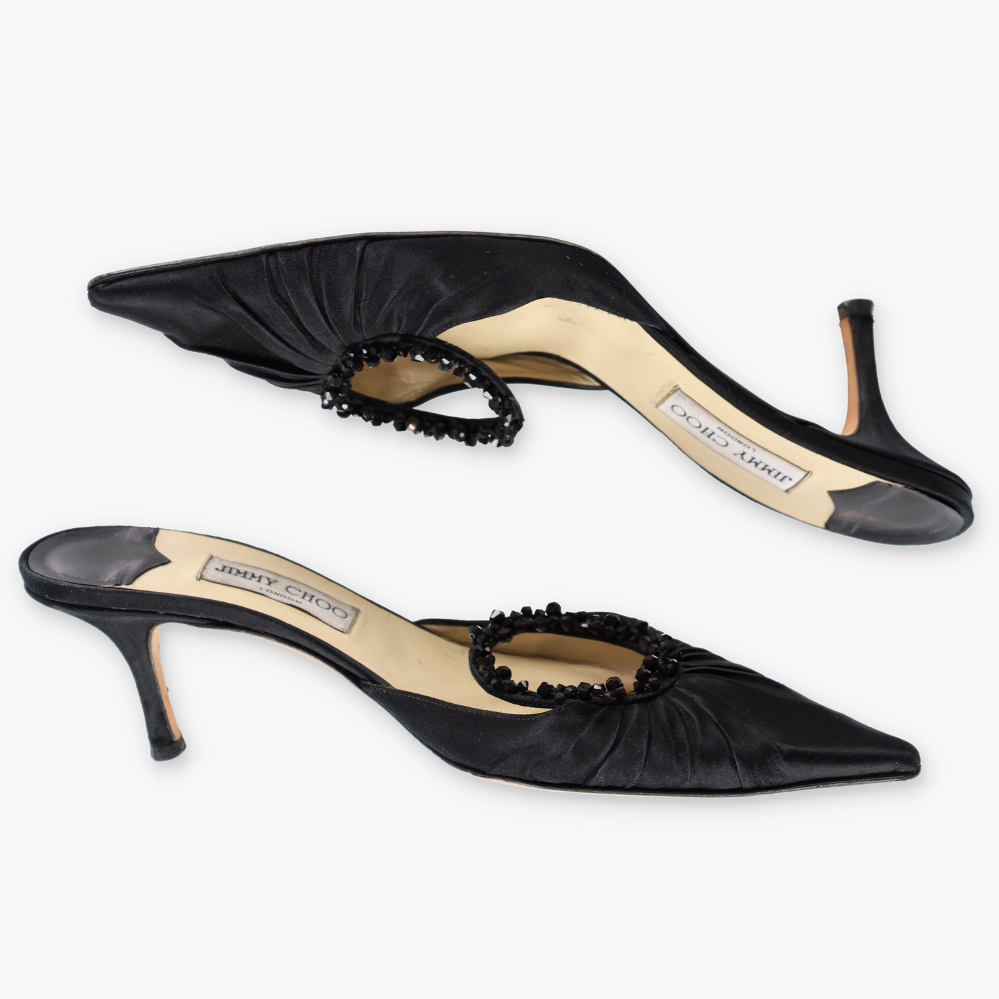 JIMMY CHOO 'Anne' Beaded Black Italy Made Mule Heels (42)