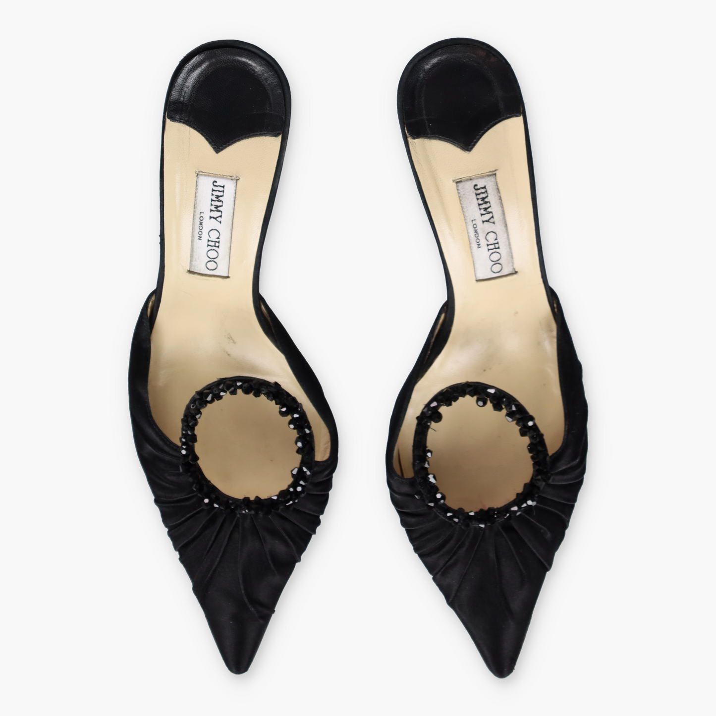 JIMMY CHOO 'Anne' Beaded Black Italy Made Mule Heels (42)