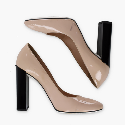 FENDI 'Eloise' Patent Pale Pink Italy Made Round Toe Pump Heels (39)