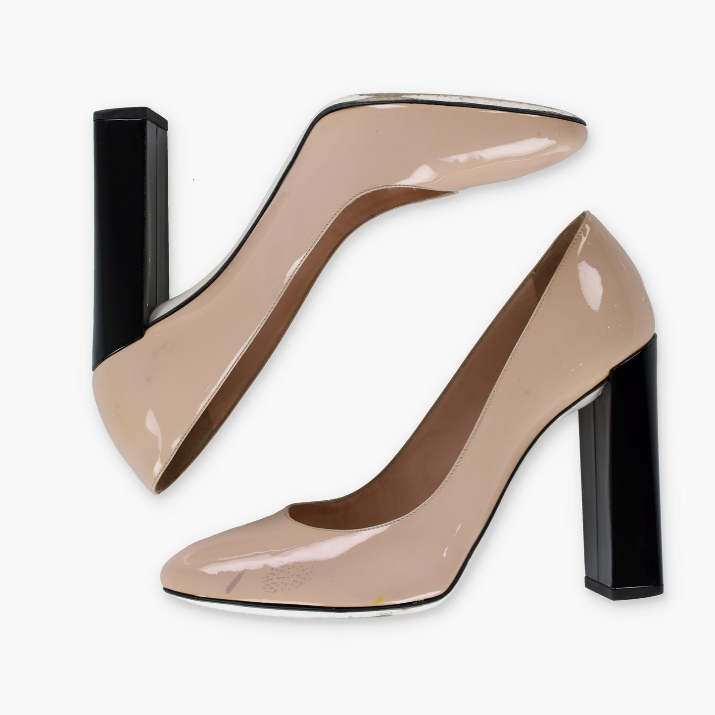 FENDI 'Eloise' Patent Pale Pink Italy Made Round Toe Pump Heels (39)
