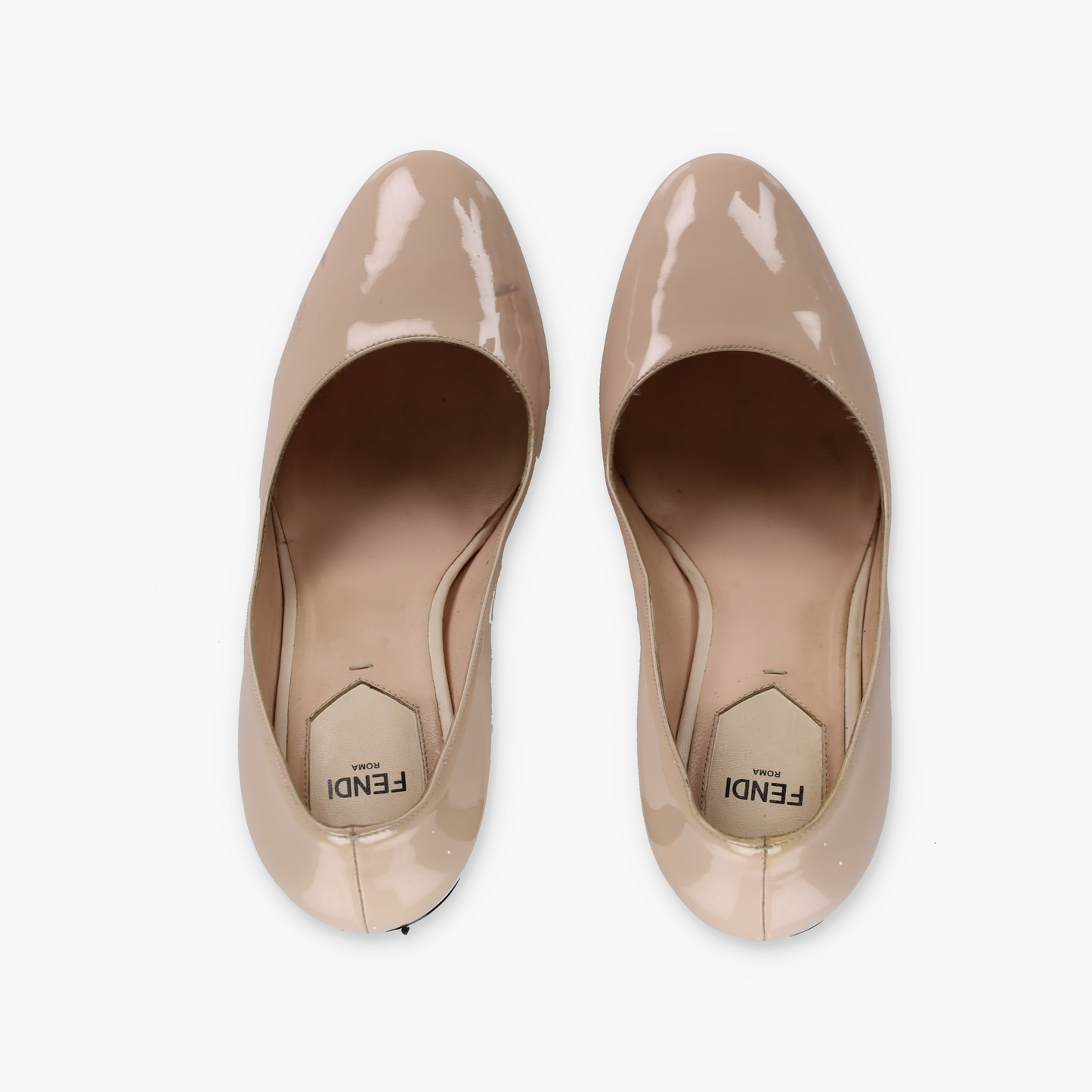 FENDI 'Eloise' Patent Pale Pink Italy Made Round Toe Pump Heels (39)