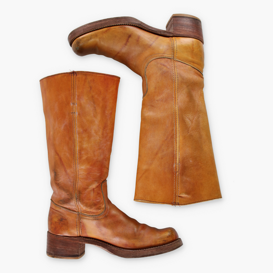 FRYE 'Campus' Square Toe Sunrise Orange USA Made Boots (10)