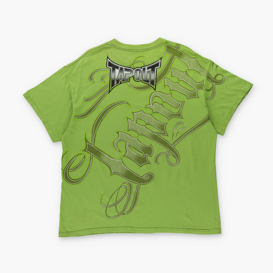 TAPOUT Green & Blue Foil Spell Out Double Sided Wrestling Tee (XL)