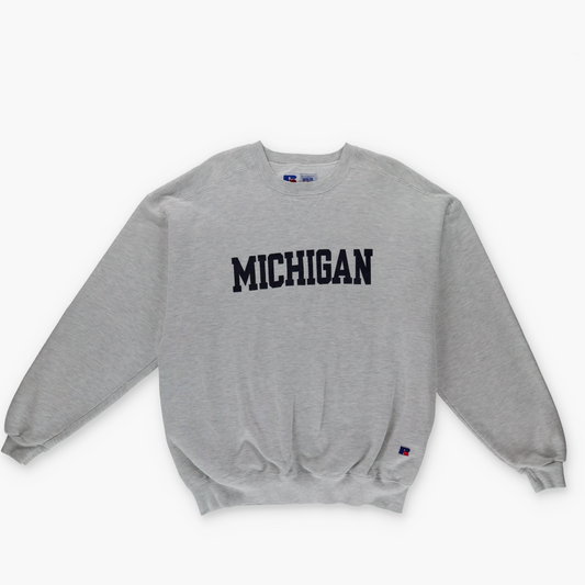 RUSSELL ATHLETIC 'USA Made' University of Michigan Printed Grey Sweatshirt (L)