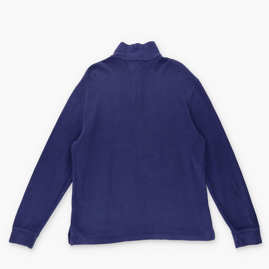 RALPH LAUREN POLO Navy Yellow Small Pony Knit 1/4 Zip Jumper (M)