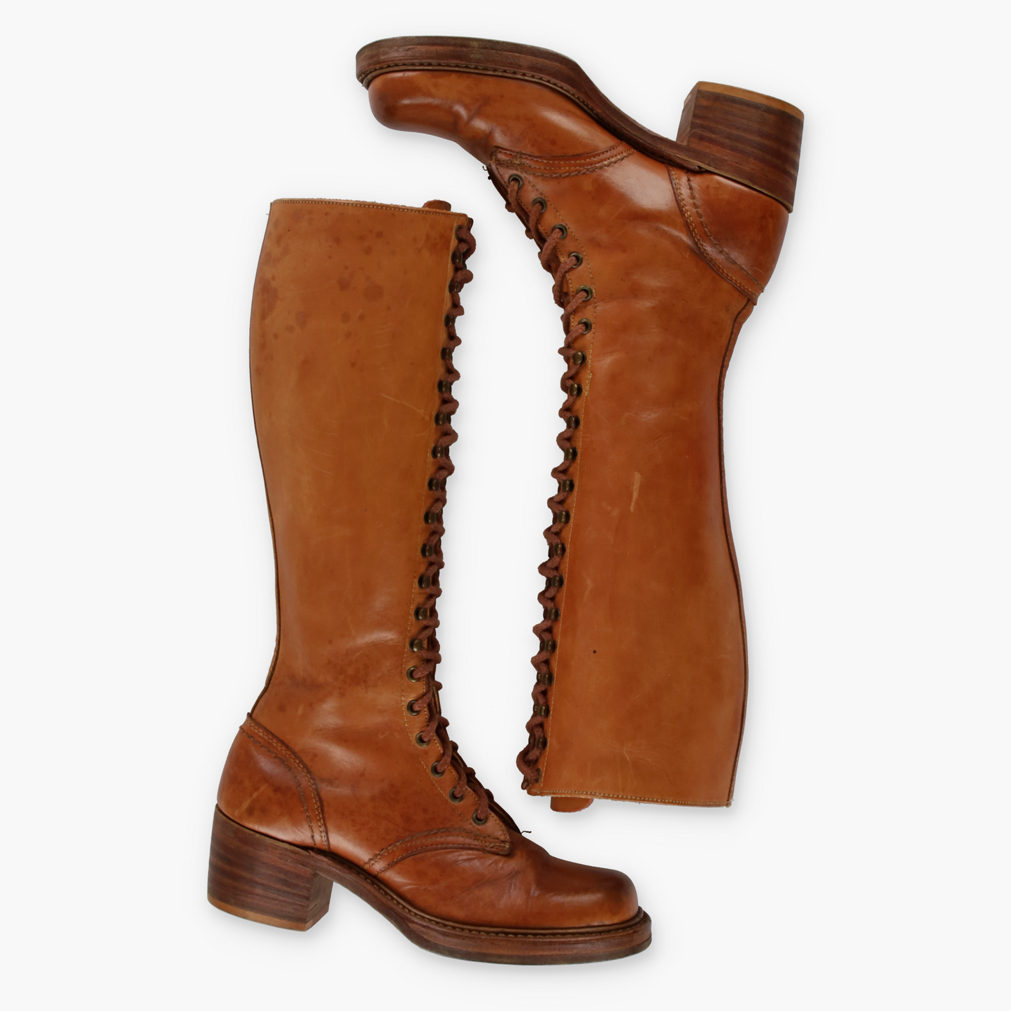 BORT CARLETON 70s 'USA Made' Vintage Lace Up Brown Leather Boots (9)