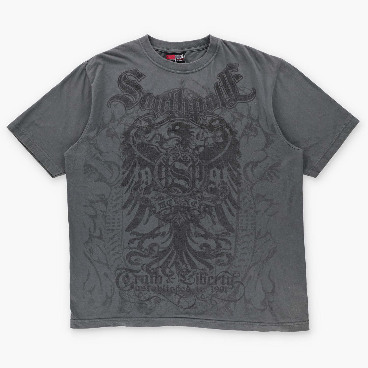 SOUTHPOLE Black & Grey Y2K Glitter "Truth & Liberty" T-Shirt (XL-XXL)