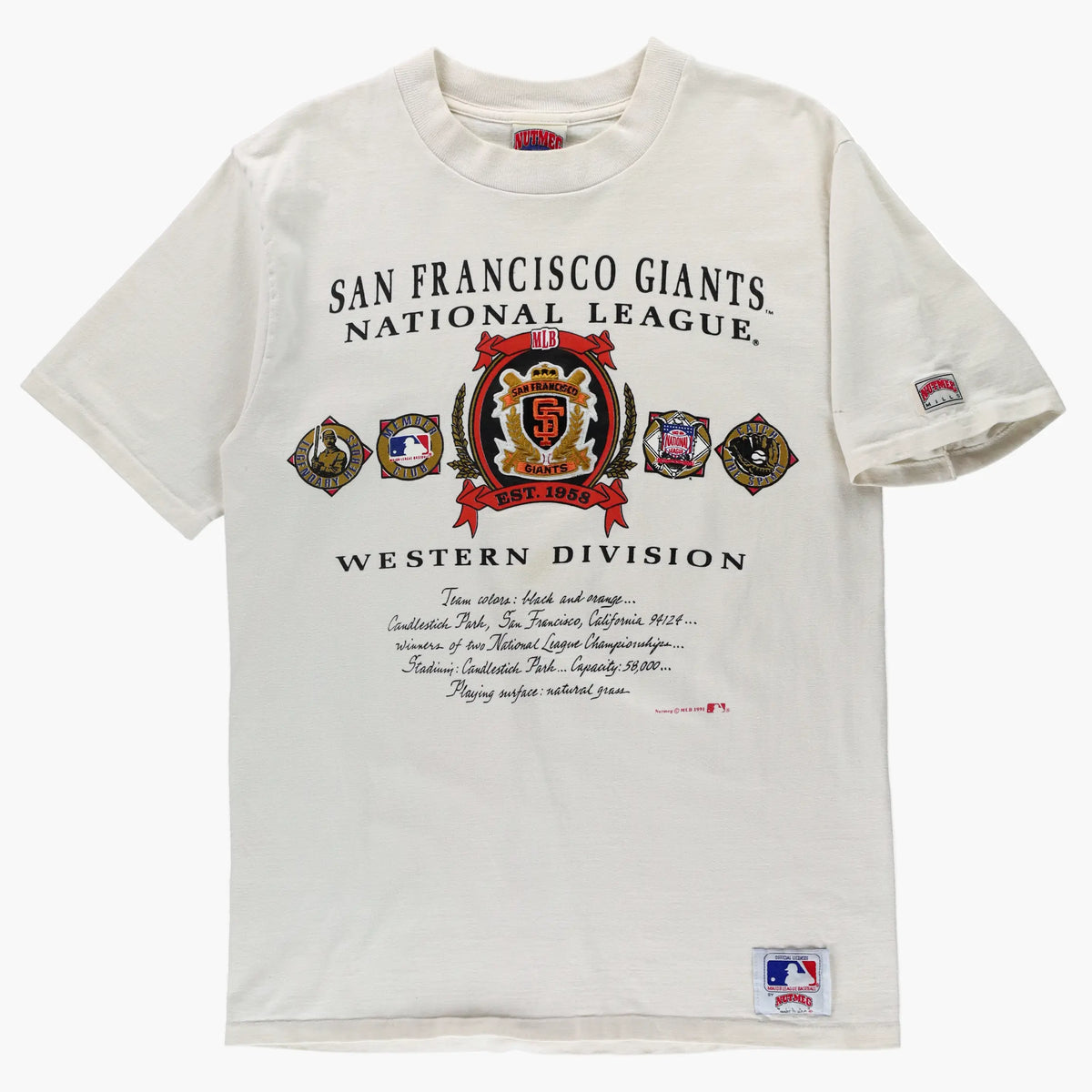 Vintage 1991 San Francisco Giants Embroidered Patch Single Stitch Tee USA Made (M) - Vintage Sole Melbourne