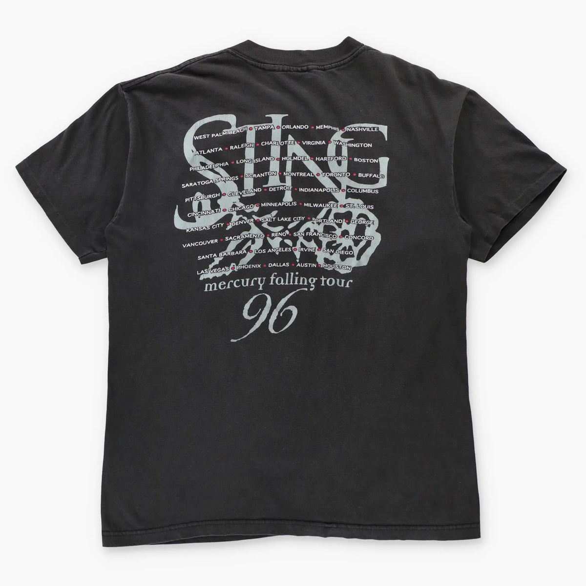 Vintage 1996 Sting 'Mercury Falling' Tour Black USA Made Double Sided Band Tee (L) - Vintage Sole Melbourne