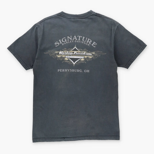 HARLEY DAVIDSON 'Bad to the Bone' Skeleton Pocket USA Made Tee (S) - Vintage Sole Melbourne