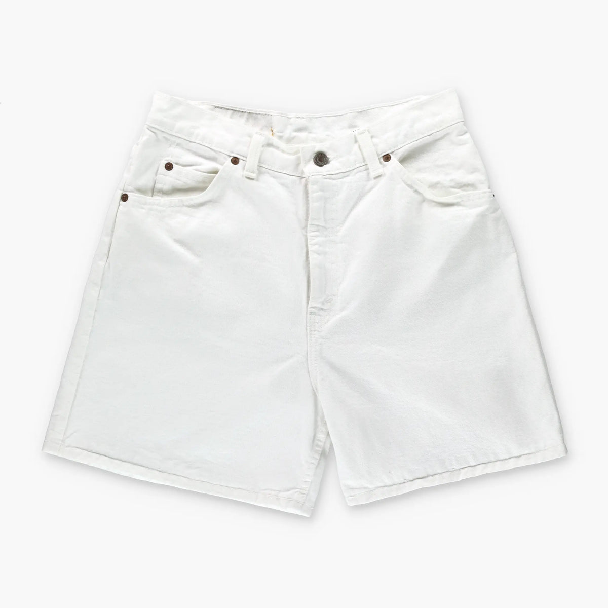 LEVI'S 'Regular Fit' USA Made High Waist White Denim Shorts (12) Vintage Sole Melbourne