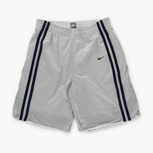 NIKE Reversible White & Navy Embroidered Swoosh Logo Basketball Shorts (L) Vintage Sole Melbourne