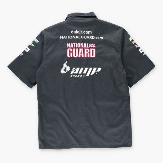 Vintage NASCAR Dale JR National Guard Black Embroidered Pit Button Up Shirt (M-L)
