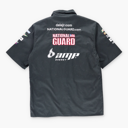 Vintage NASCAR Dale JR National Guard Black Embroidered Pit Button Up Shirt (M-L) Vintage Sole Melbourne