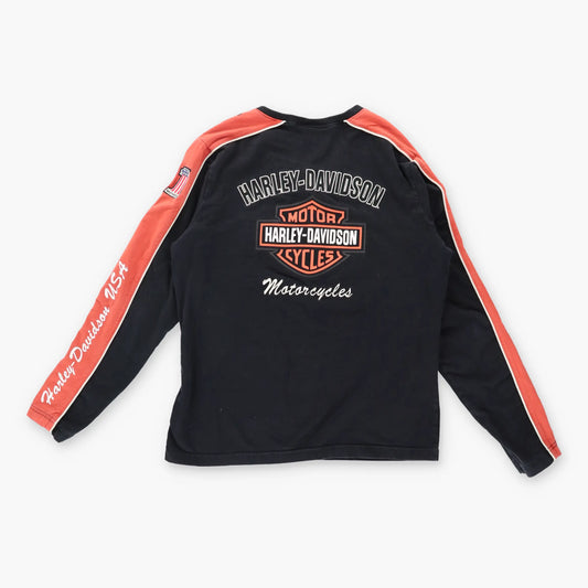 Vintage HARLEY DAVIDSON Y2K Long Sleeve Embroidered Motorcycle T-Shirt (Women's M-L)