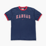 NIKE Red & Blue Swoosh Logo Kansas Ringer Tee (M)