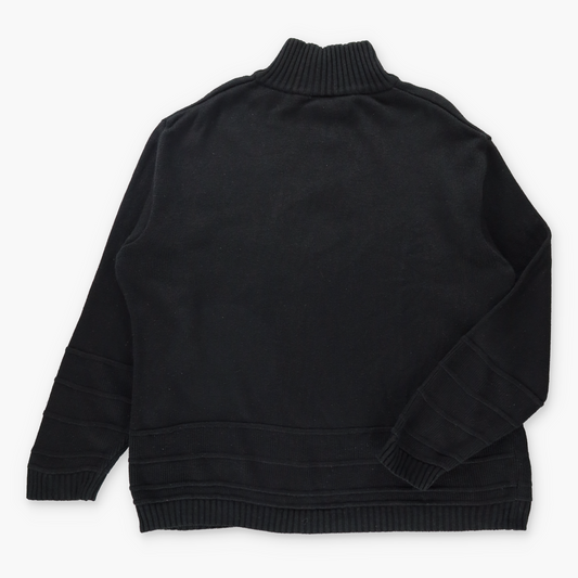Vintage SOUTHPOLE Embroidered Face 1/4 Zip Y2K Style Black Knit Sweater (XXL) Vintage Sole Melbourne